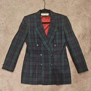 Evan Picone Women's Wool Black-Watch Tartan Blazer - Size 4